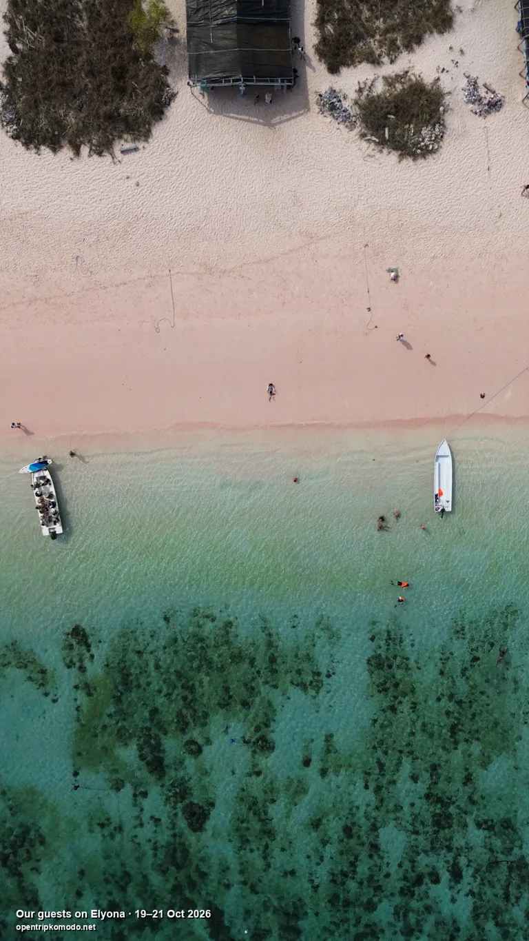 Foto drone tamu Elyona di Pink Beach